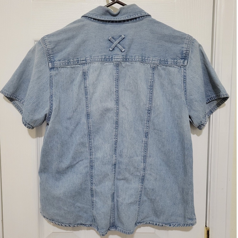Sonoma Jean Company Light Wash Denim Short Sleeve Button Up Shirt Vintage Style - Picture 4 of 7